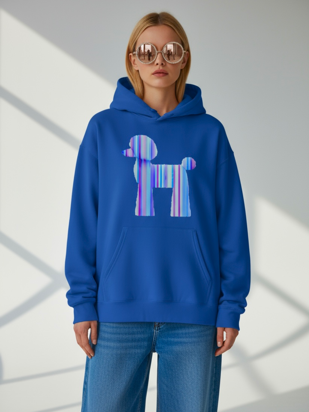 Candy-Stripe Royal Blue Poodle Hoodie