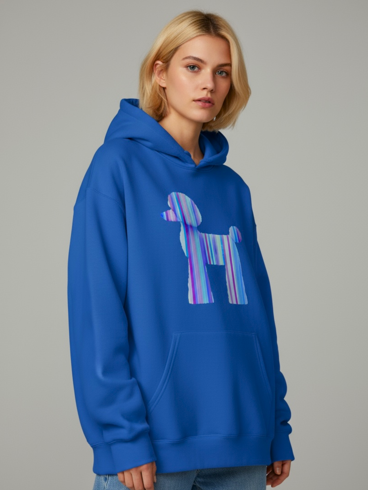 Candy-Stripe Royal Blue Poodle Hoodie