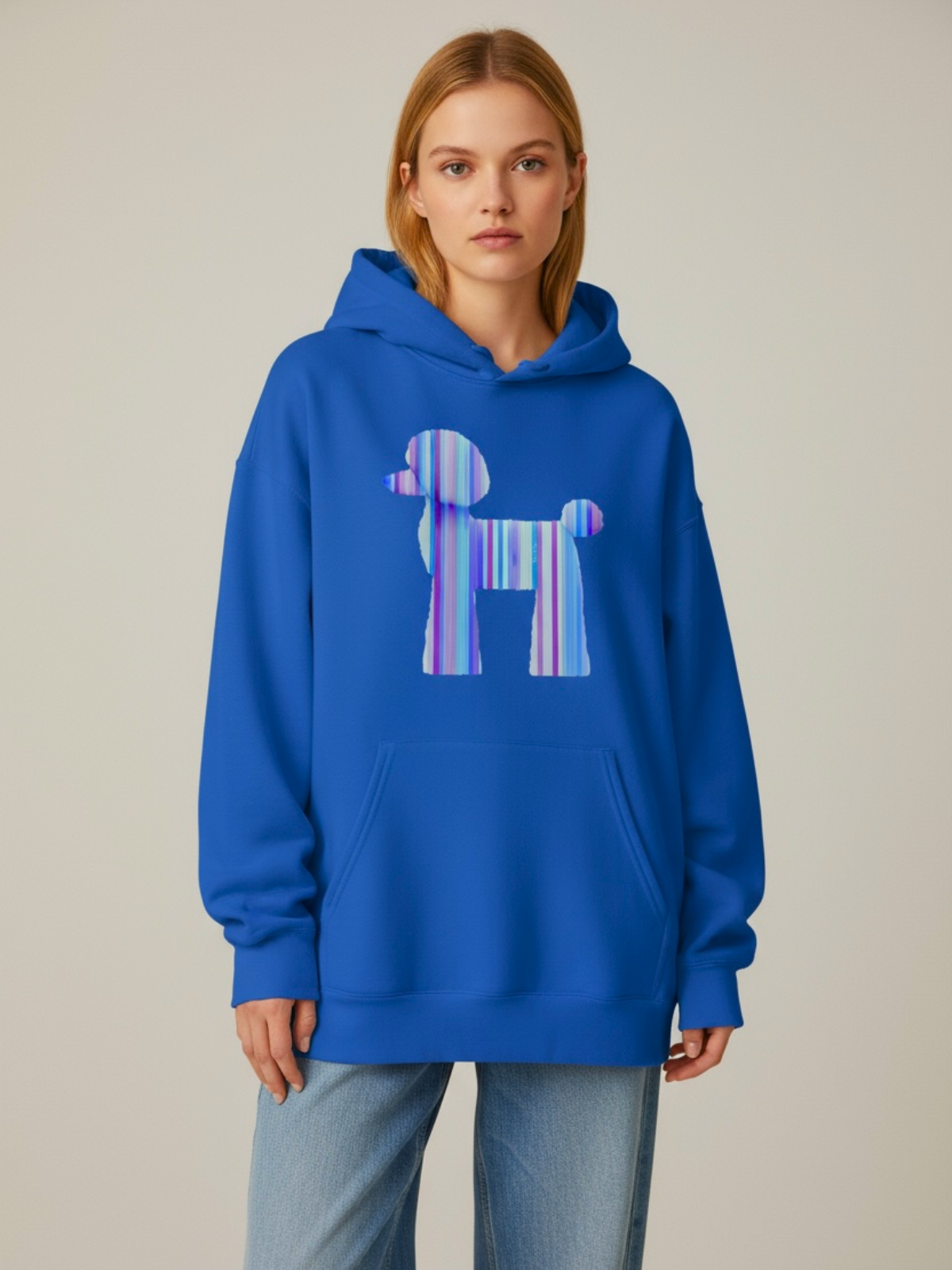 Candy-Stripe Royal Blue Poodle Hoodie