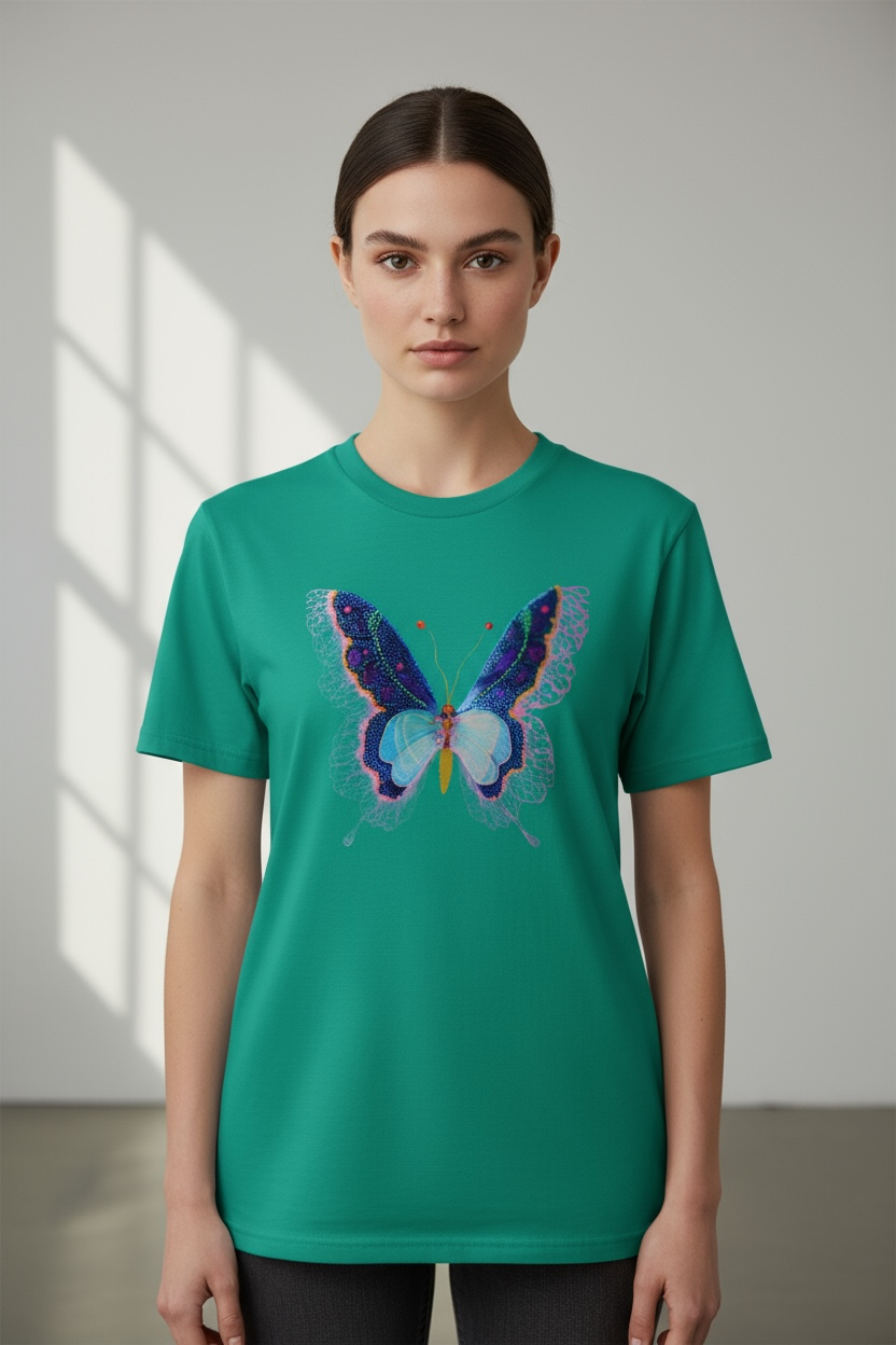 Butterfly Reverie Short-Sleeve Emerald T-Shirt - Sample