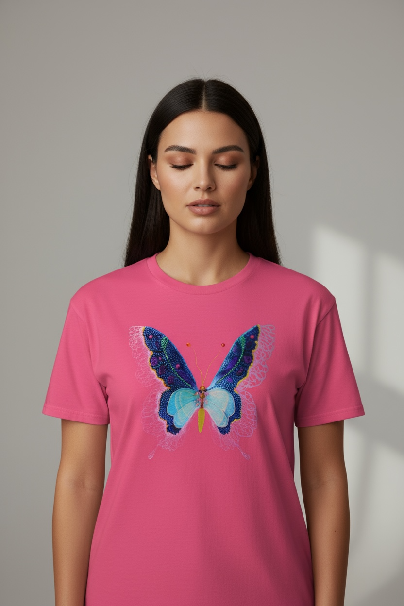 Butterfly Reverie Short-Sleeve Pink T-Shirt