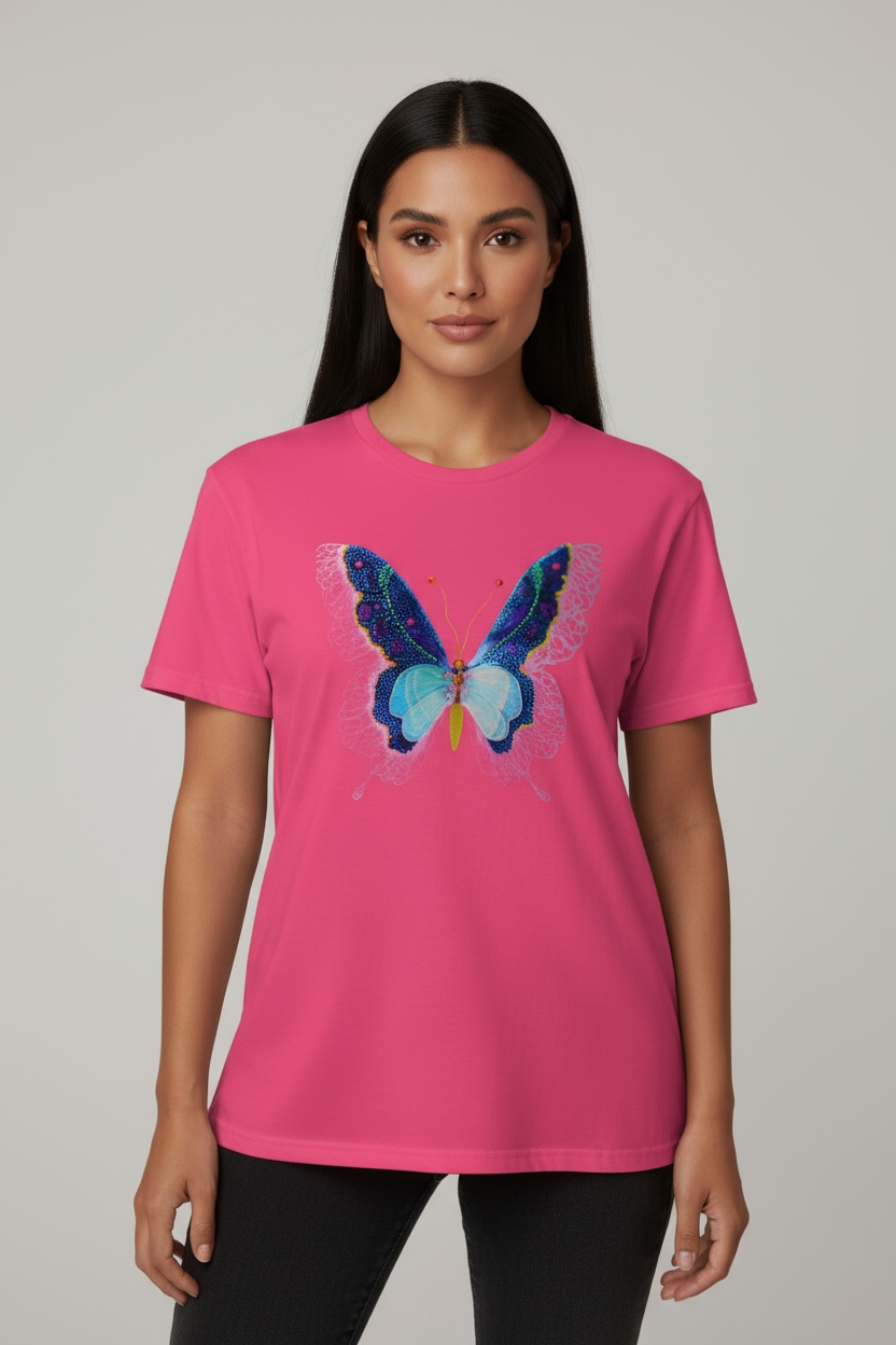 Butterfly Reverie Short-Sleeve Pink T-Shirt