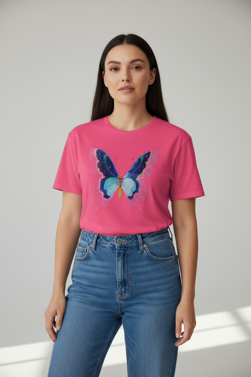 Butterfly Reverie Short-Sleeve Pink T-Shirt
