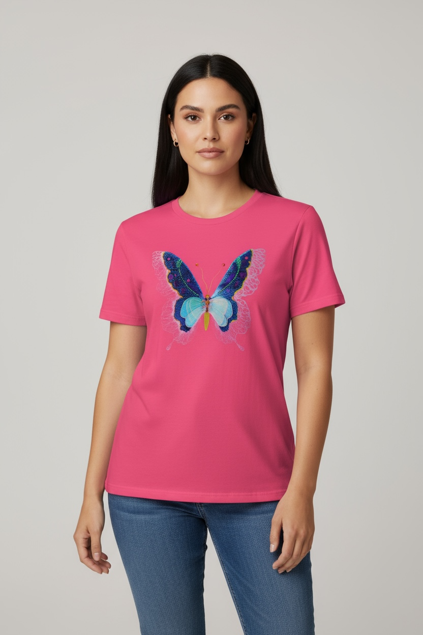 Butterfly Reverie Short-Sleeve Pink T-Shirt