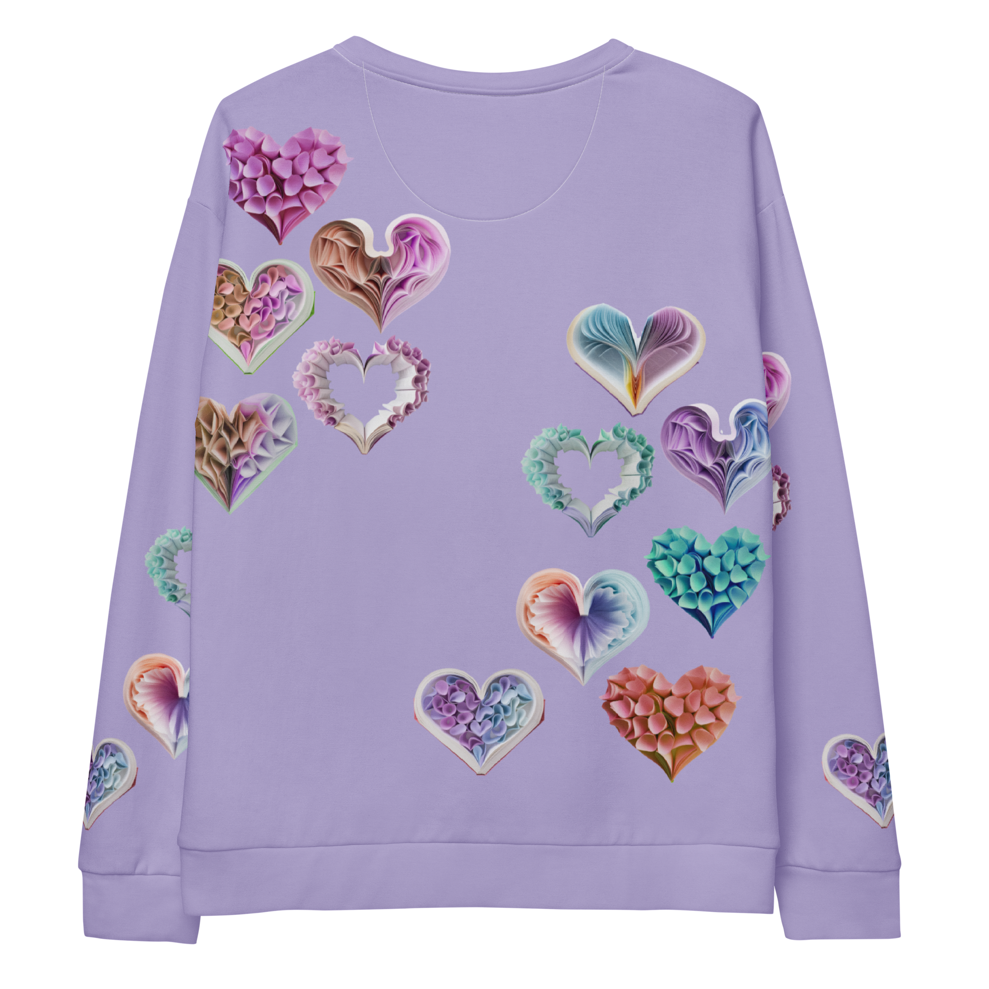 Grace Hearts — Lilac All-Over Sweatshirt.