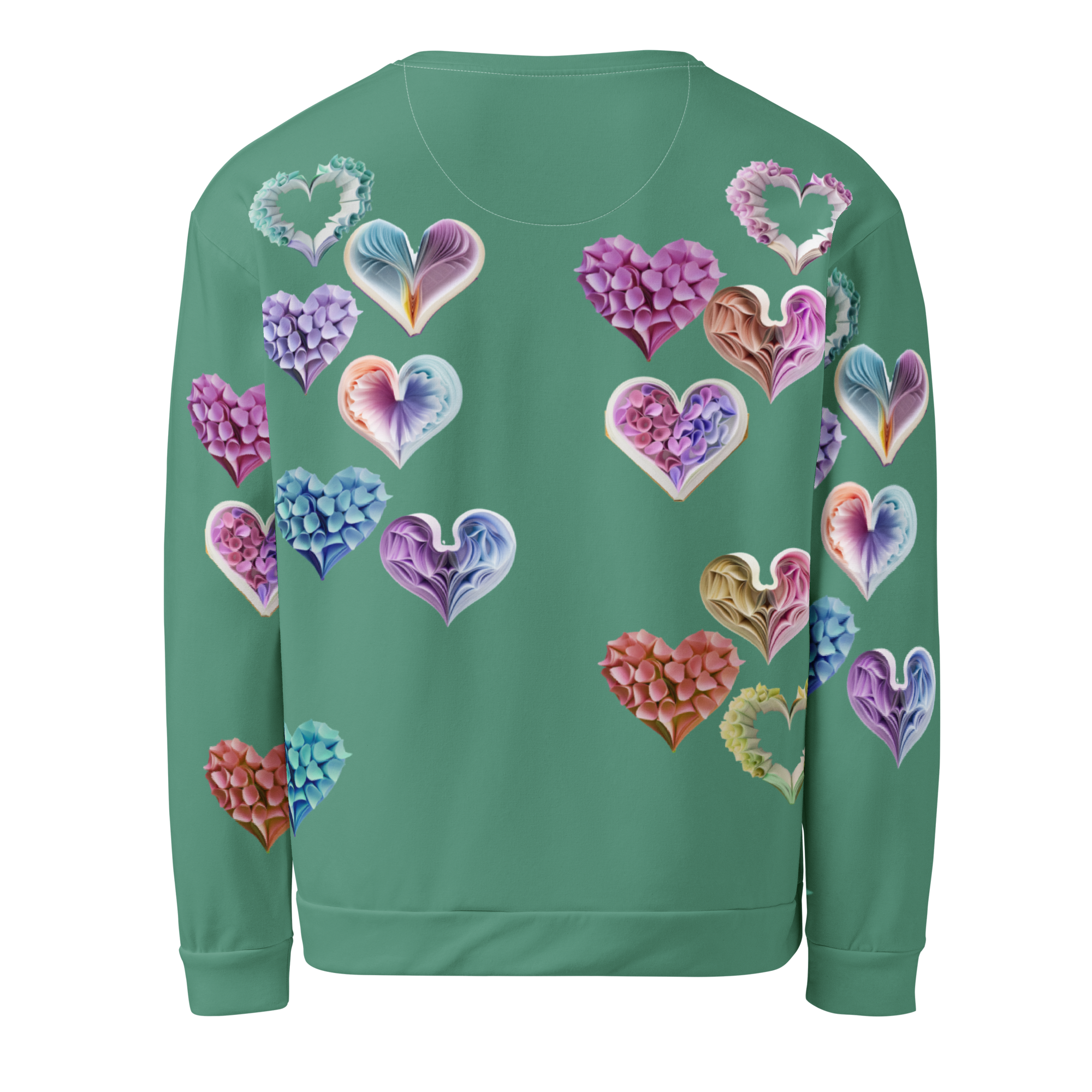 Grace Hearts — Green All-Over Sweatshirt.