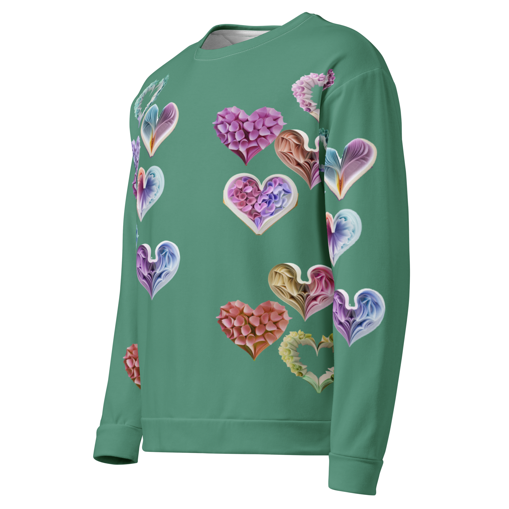 Grace Hearts — Green All-Over Sweatshirt.