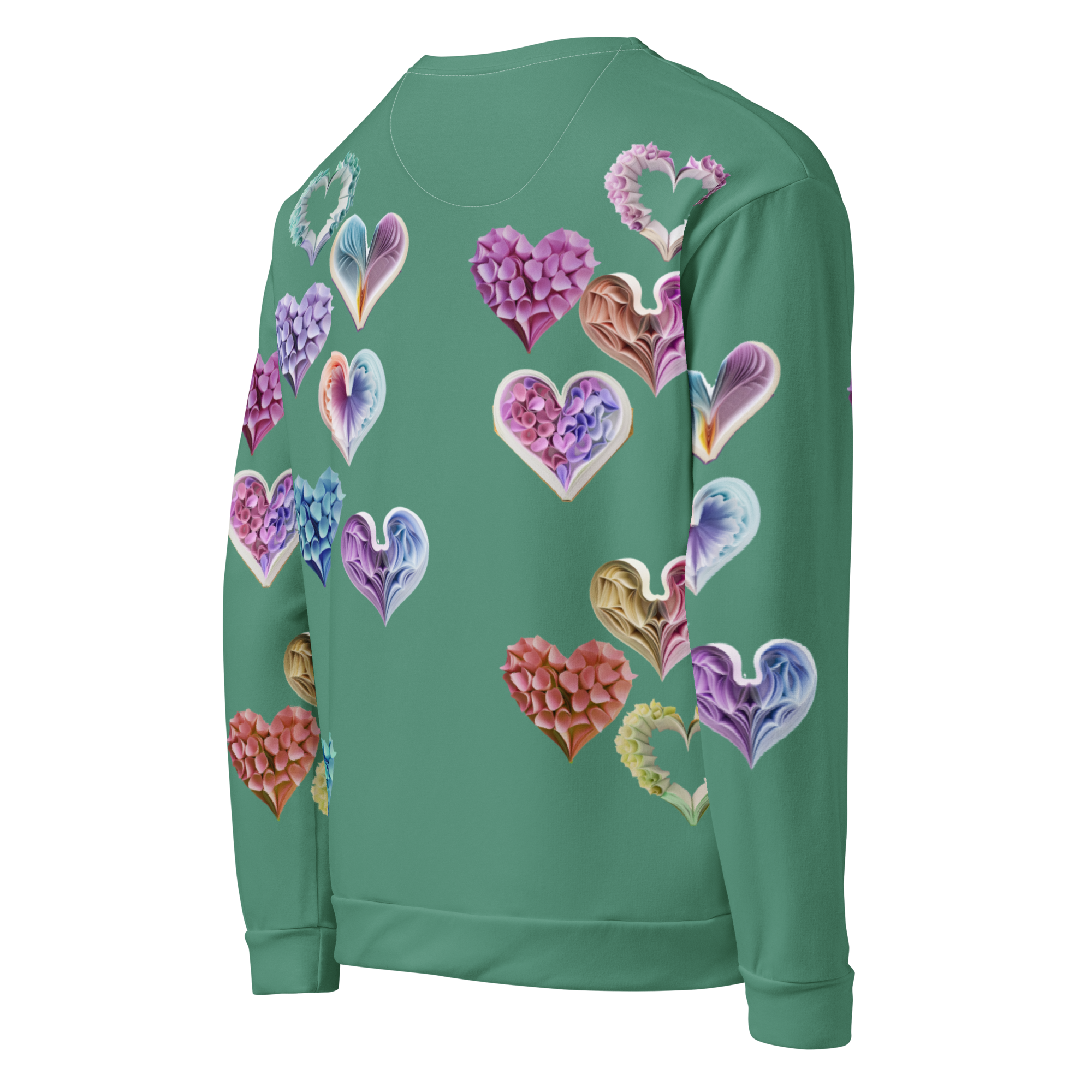Grace Hearts — Green All-Over Sweatshirt.