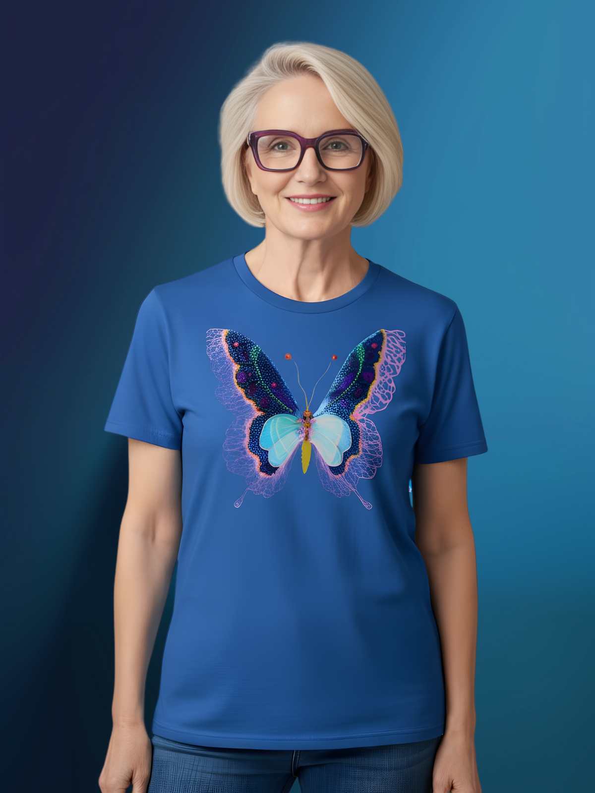 Butterfly Reverie Short-Sleeve Blue T-Shirt