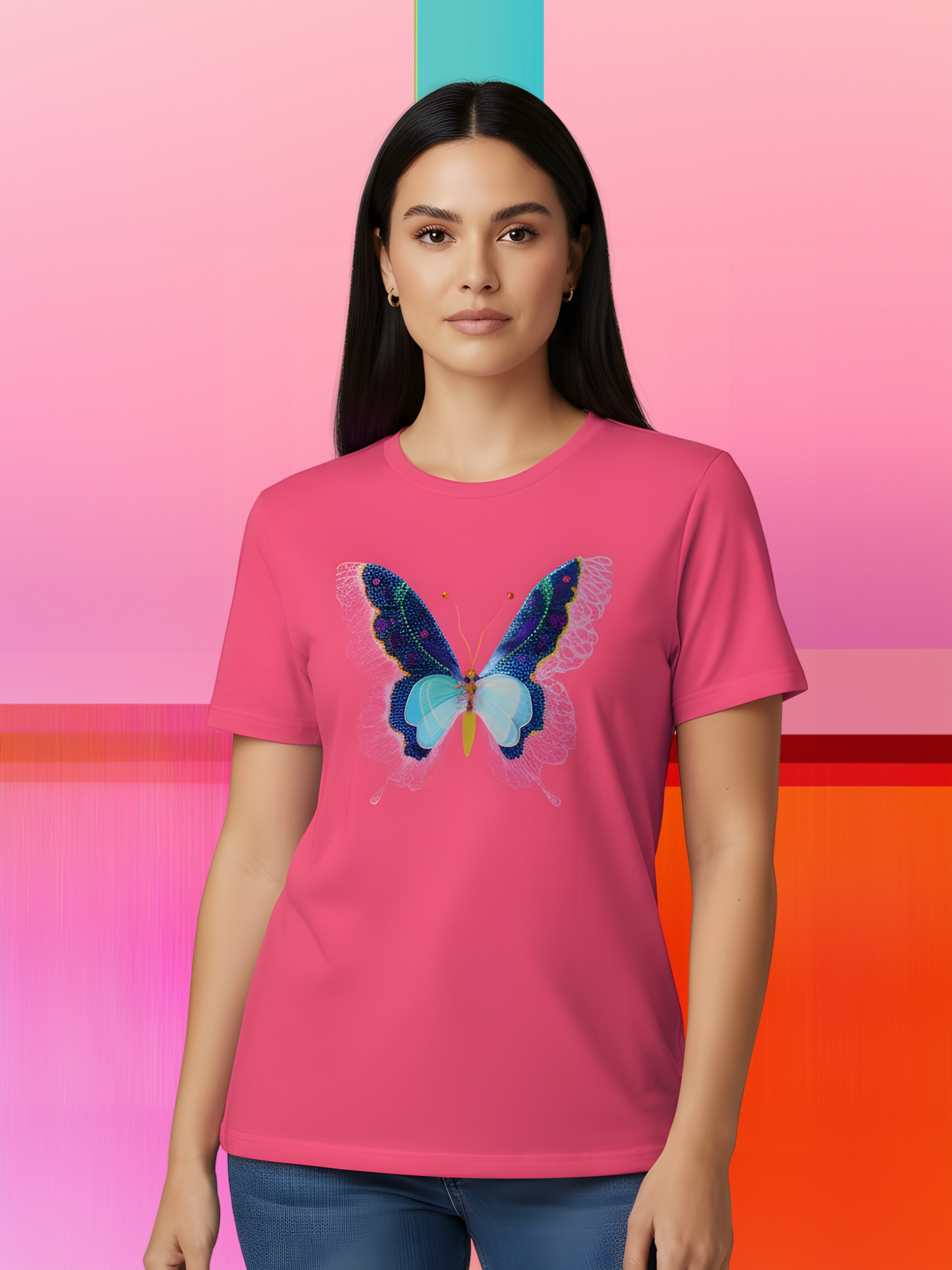 Butterfly Reverie Short-Sleeve Pink T-Shirt