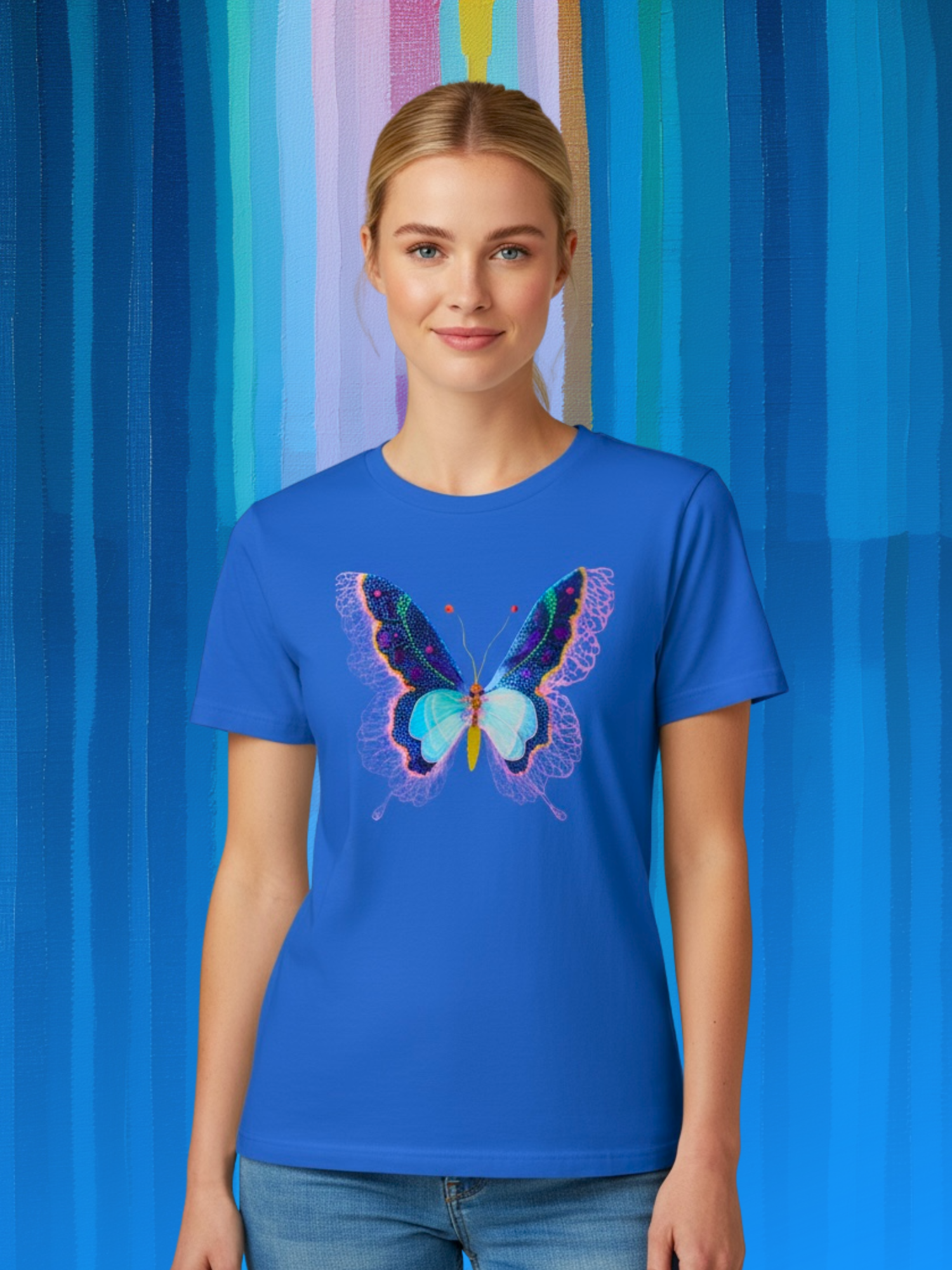 Butterfly Reverie Short-Sleeve Blue T-Shirt