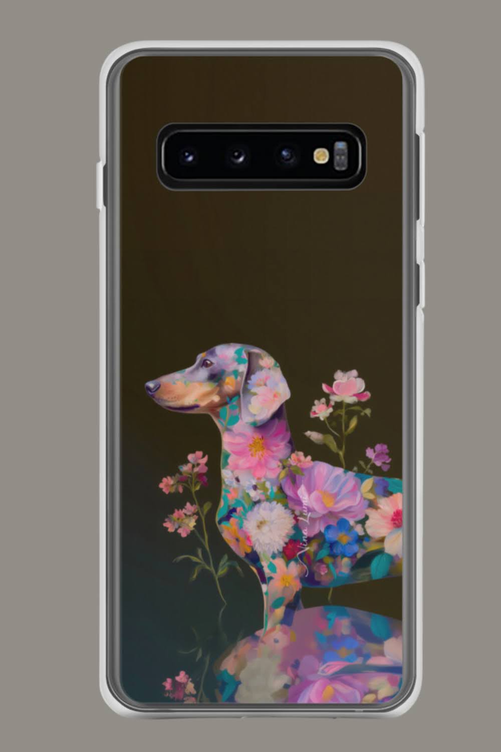 Floral Dachshund — Clear Case for Samsung®