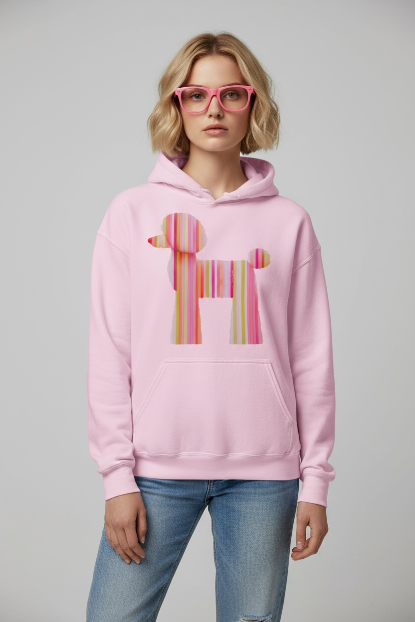 Candy-Stripe Pink Poodle Hoodie