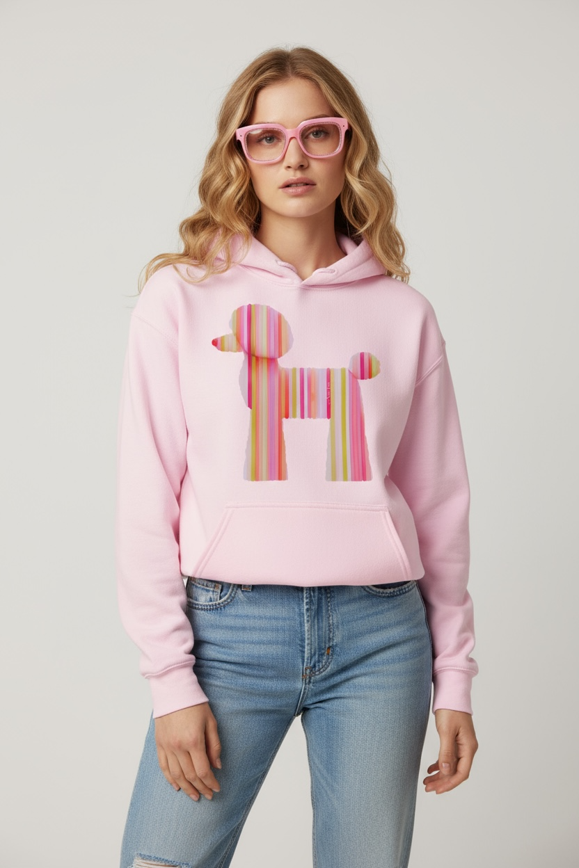Candy-Stripe Pink Poodle Hoodie
