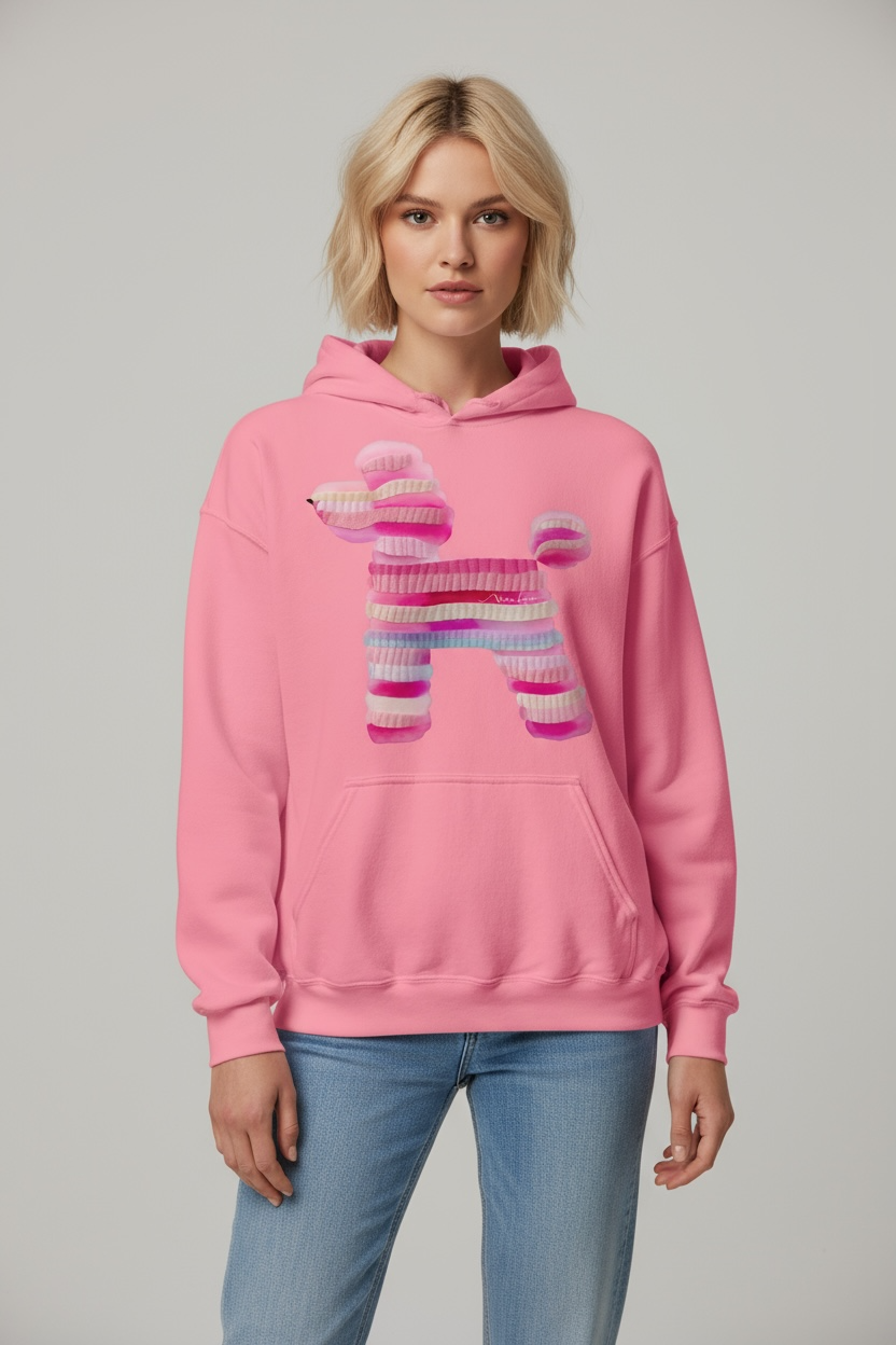 Stripe Poodle — Blush Hoodie