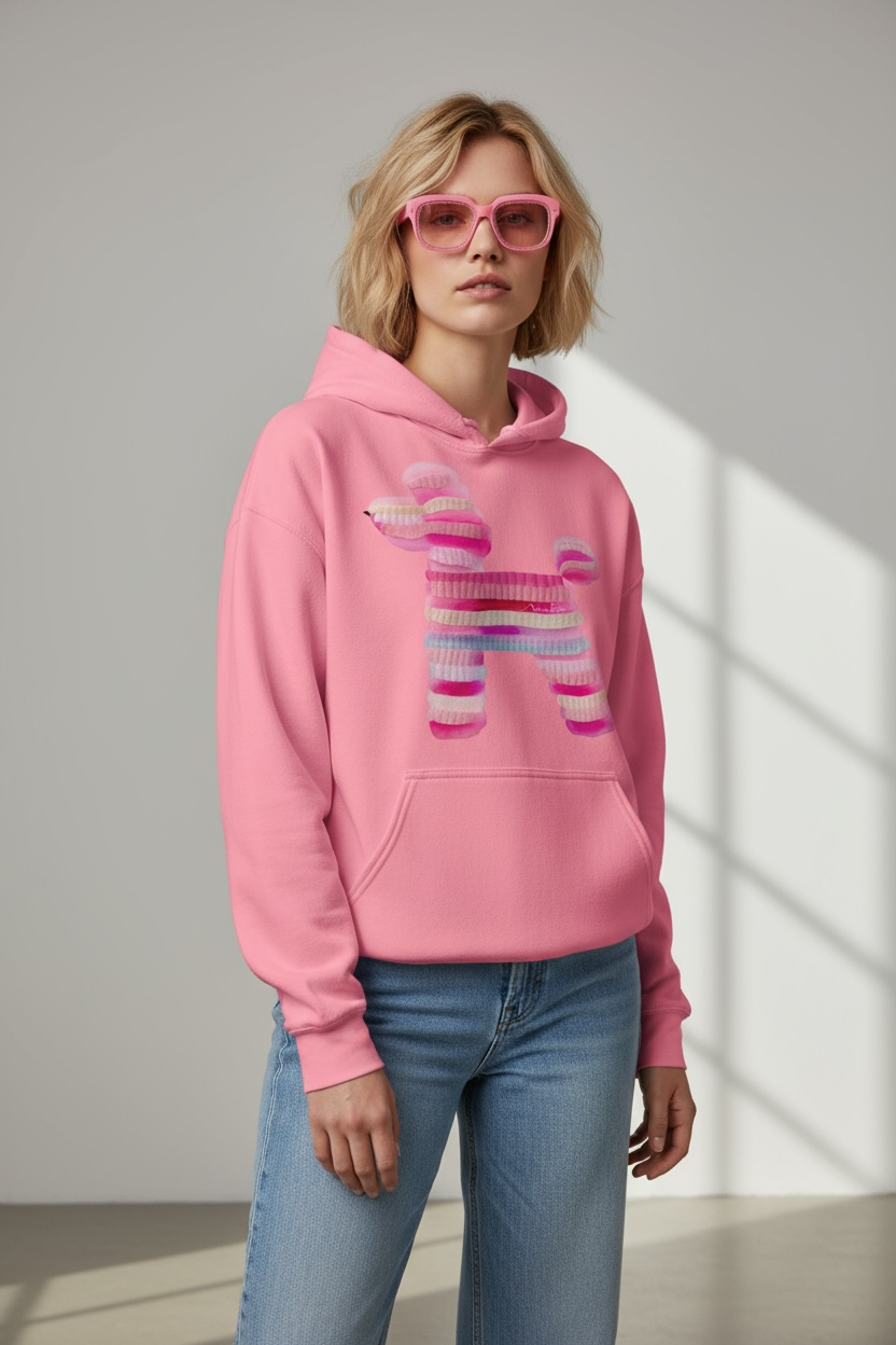 Stripe Poodle — Blush Hoodie