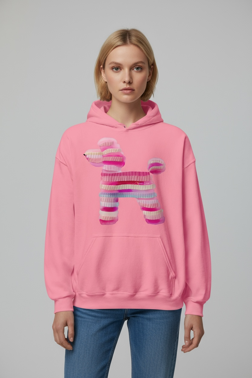 Stripe Poodle — Blush Hoodie