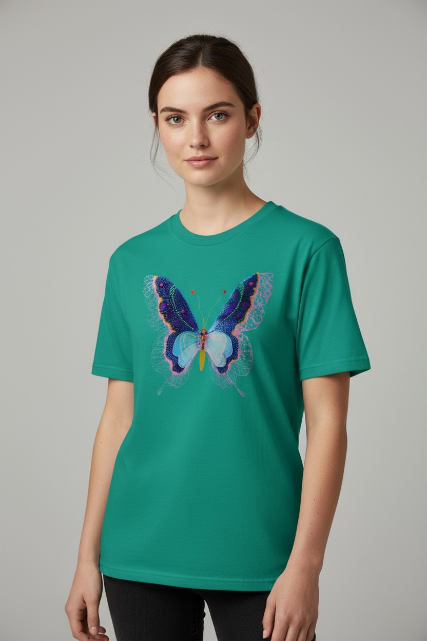 Butterfly Reverie Short-Sleeve Emerald T-Shirt - Sample