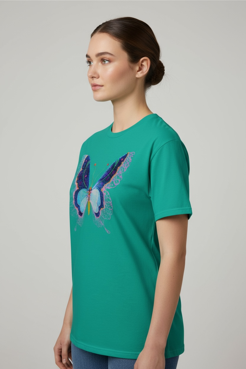 Butterfly Reverie Short-Sleeve Emerald T-Shirt - Sample