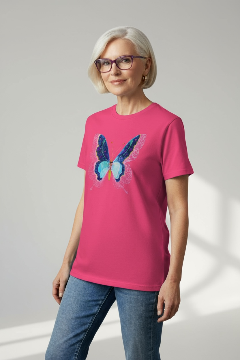 Butterfly Reverie Short-Sleeve Pink T-Shirt