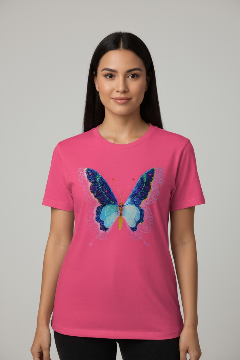 Butterfly Reverie Short-Sleeve Pink T-Shirt