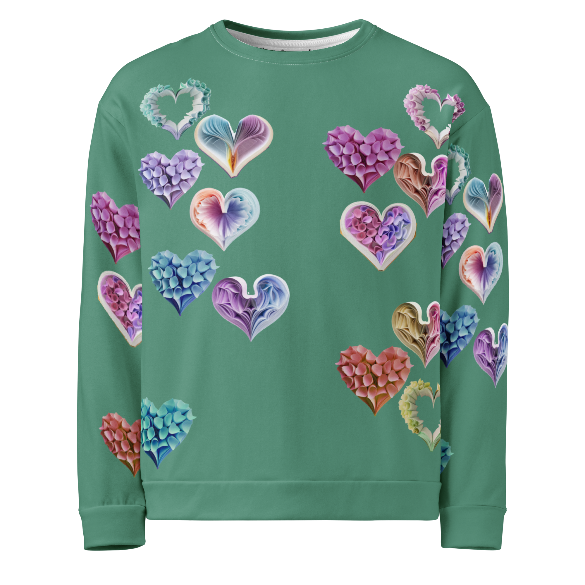 Grace Hearts — Green All-Over Sweatshirt.