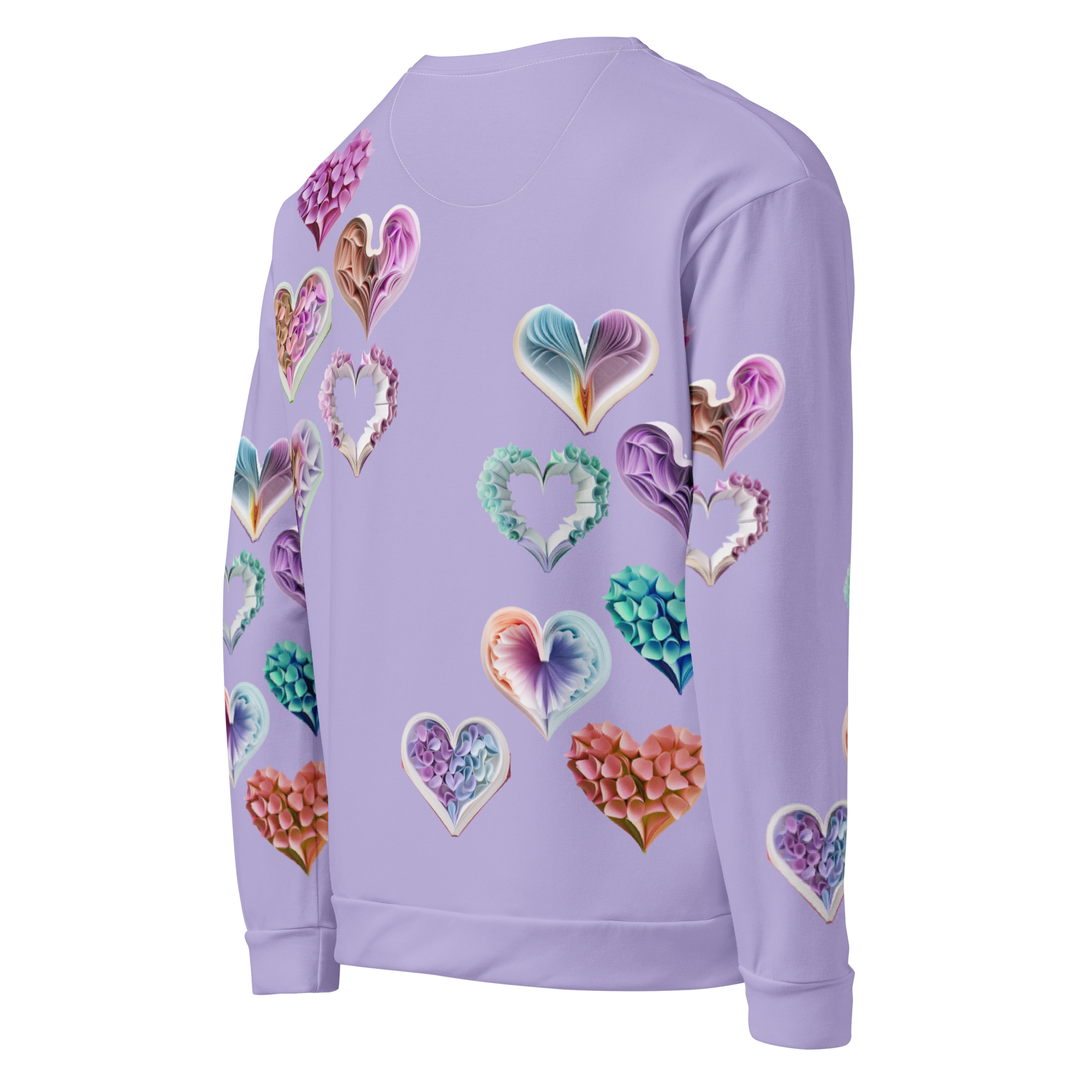Grace Hearts — Lilac All-Over Sweatshirt.