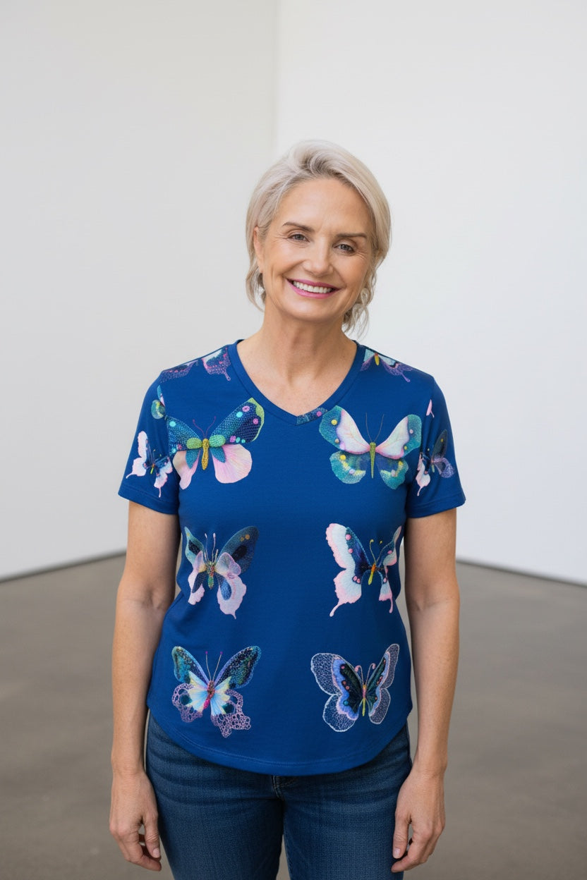 Butterfly Reverie — Navy T-shirt